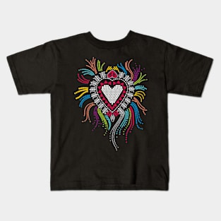 Corazón Estilo Huichol Mex Art Kids T-Shirt